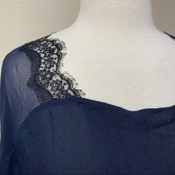 Sandro Open Back Lace Top Navy 2 - Picture 2 of 8